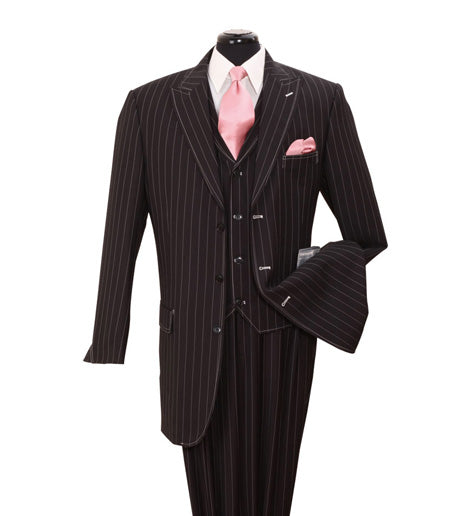 Milano Moda 5903V-BK-A Mens Suit