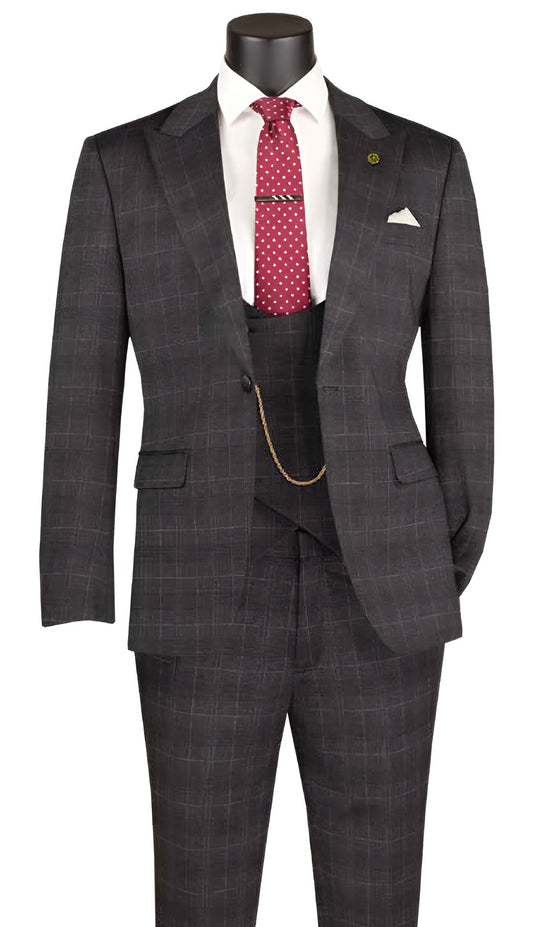 Vinci SV1W-1-BLK Mens Church Suit