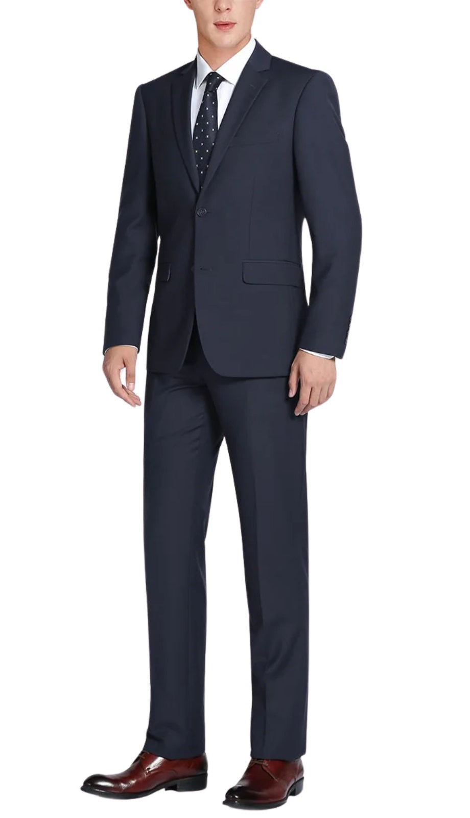 Renoir Men's Suit 508-2-DARK-NAVY (2-Piece Notch Lapel 100% Wool Suit)