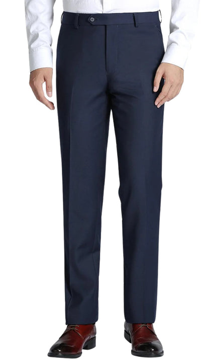 Renoir Mens Pant 508-19-BLUE ( Regular Fit Flat Front Wool Suit Pant )