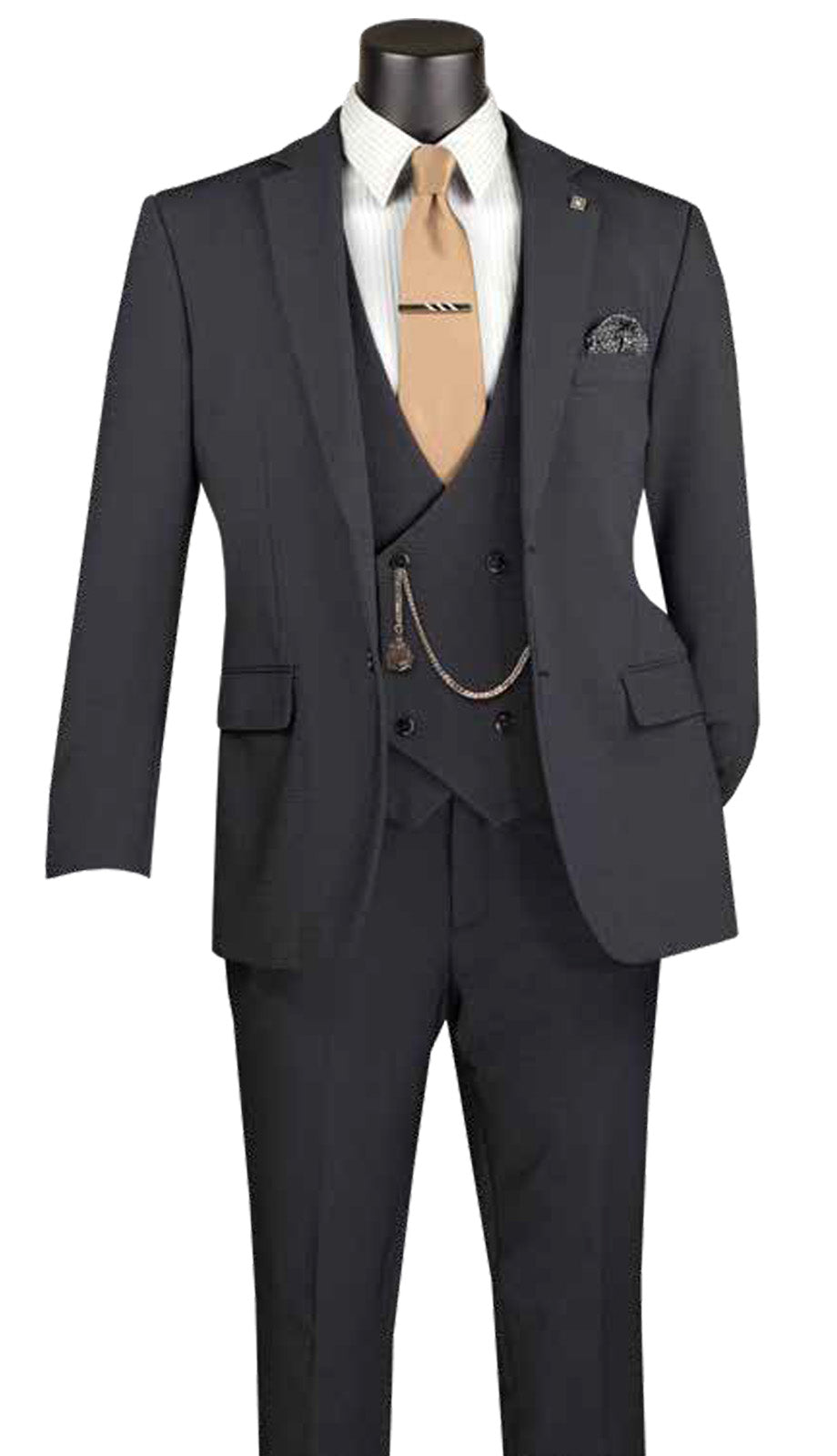 Vinci MV2K-3-BLK Mens Suit