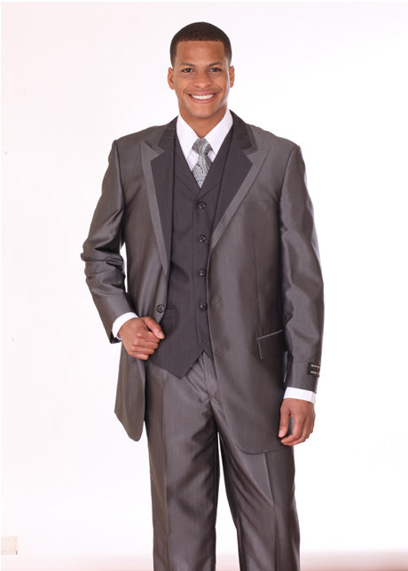 Milano Moda 5907V-BLK Mens Suit