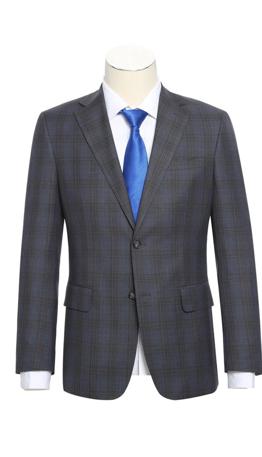 English Laundry Mens Suit 72-55-555EL-GRY-TAN ( Check Notch Suit )