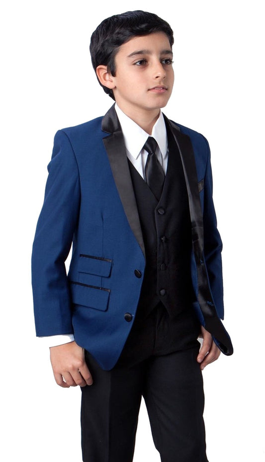 Tazzio B369S-02-BLU-BLK Boys Suit