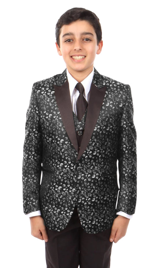 Tazzio B382-01-BLK Boys Suit