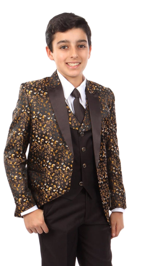 Tazzio B382-04-BROWN Boys Suit