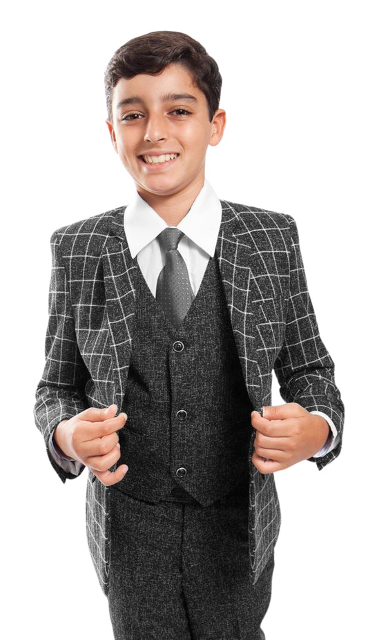Tazzio B390-01-GRY-BLK Boys Suit