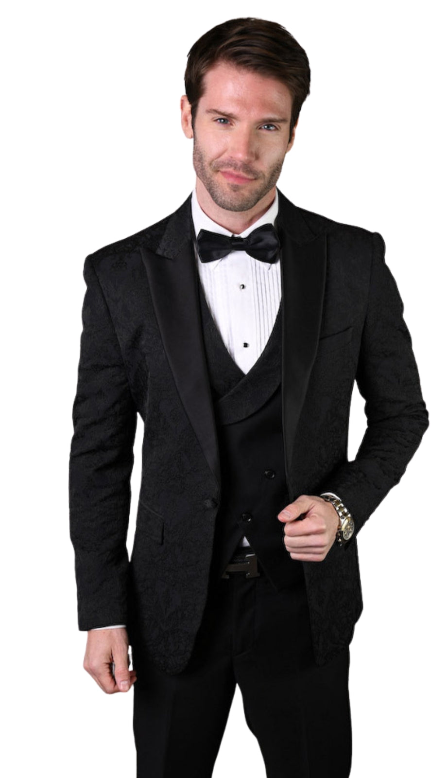 Statement BELLAGIO-15-BLACK-3PC Mens Suit