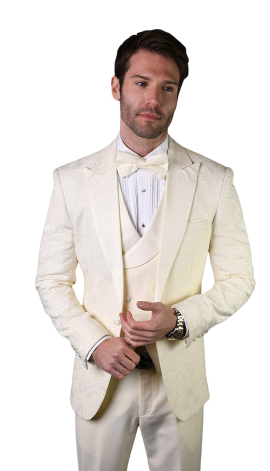 Statement BELLAGIO-15 OFF WHITE-3PC Mens Suit