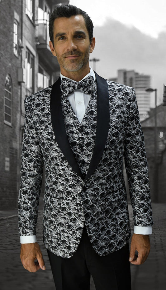 Statement  zBellagio-12 BLK Mens Suit