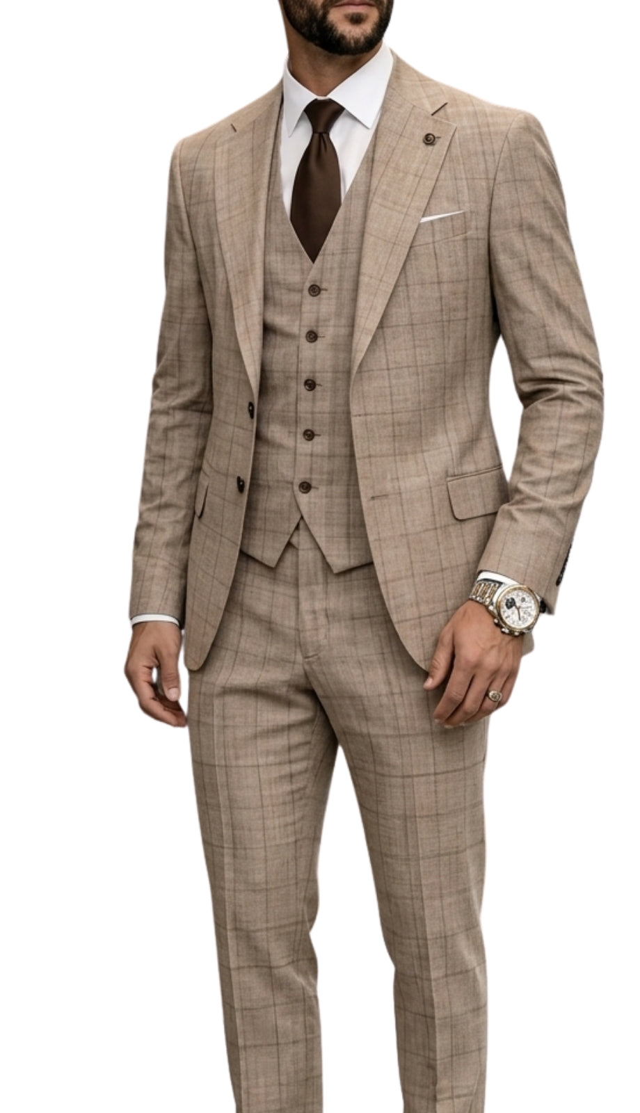 Statement BOTURA-CAMEL-3PC Mens Suit
