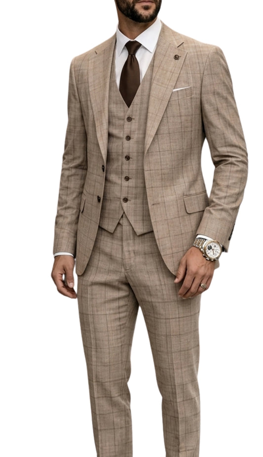 Statement BOTURA-CAMEL-3PC Mens Suit
