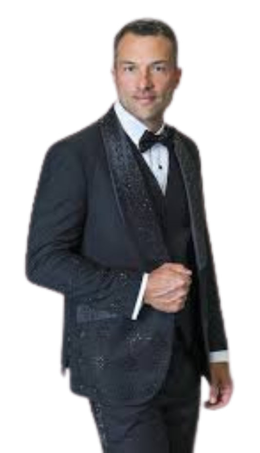 Statement CAVALI-BLK-BLK Mens Suit