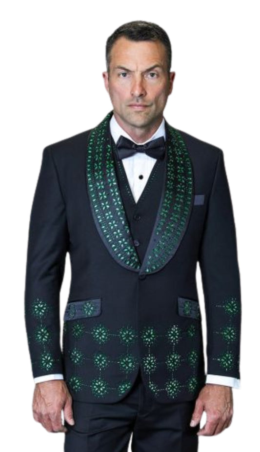 Statement CAVALI-BLK-GREEN Mens Suit