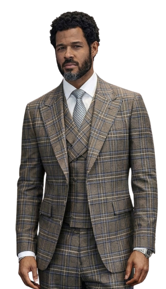 Statement CORSO-BROWN-3PC Mens Suit