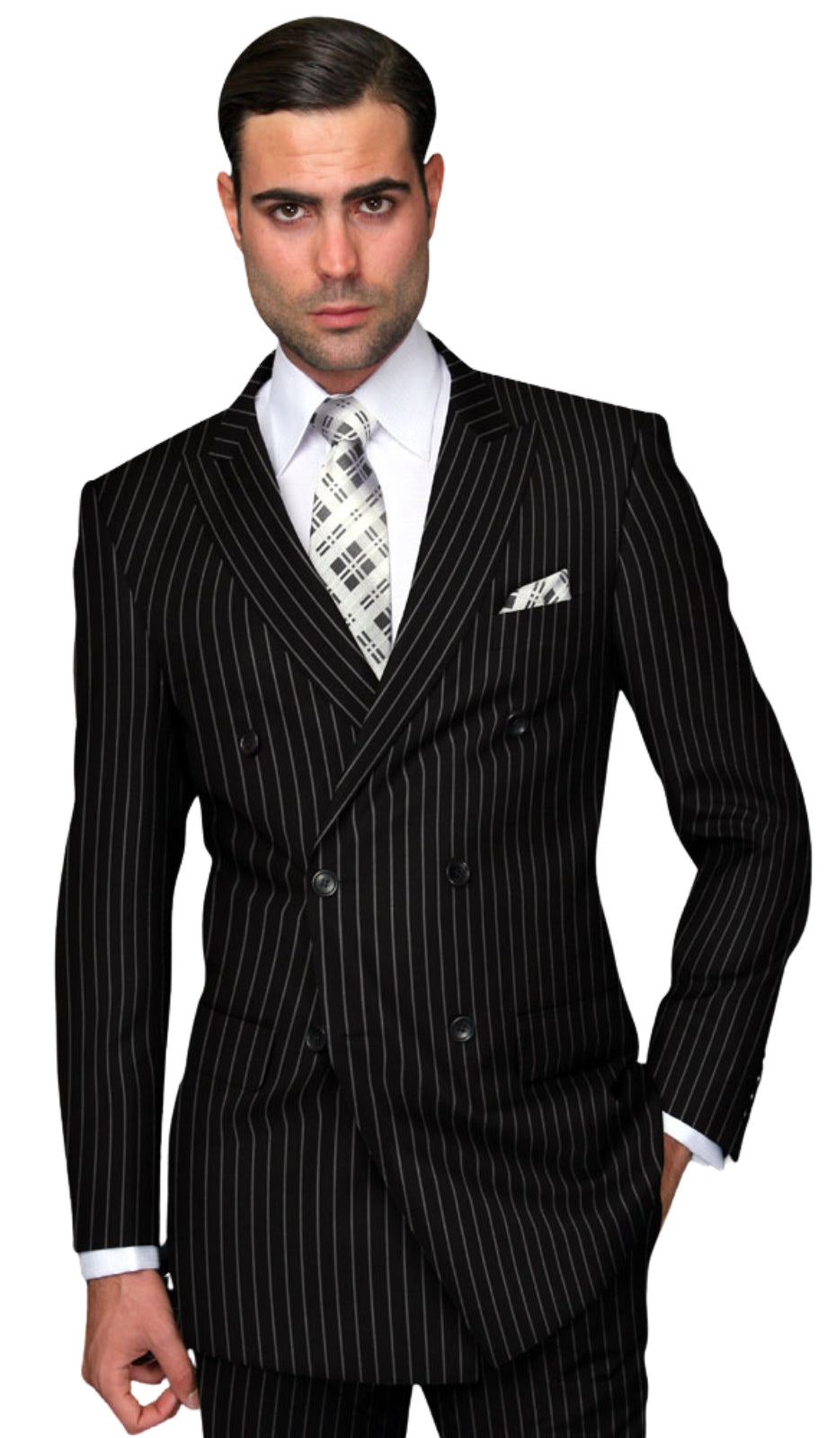 Statement DB-ZARELLI-BLACK-2PC Mens Suit