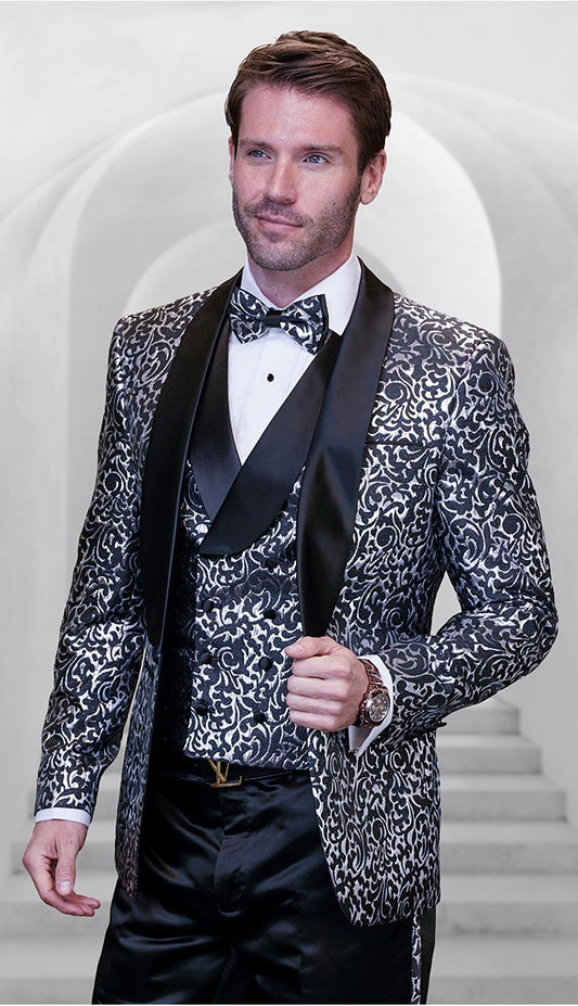 Statement  DELANO-5-BLK Mens Suit