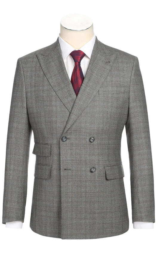 English Laundry Mens Suit EL12-60-093-GRY ( Double-breasted Gray Check Suit )