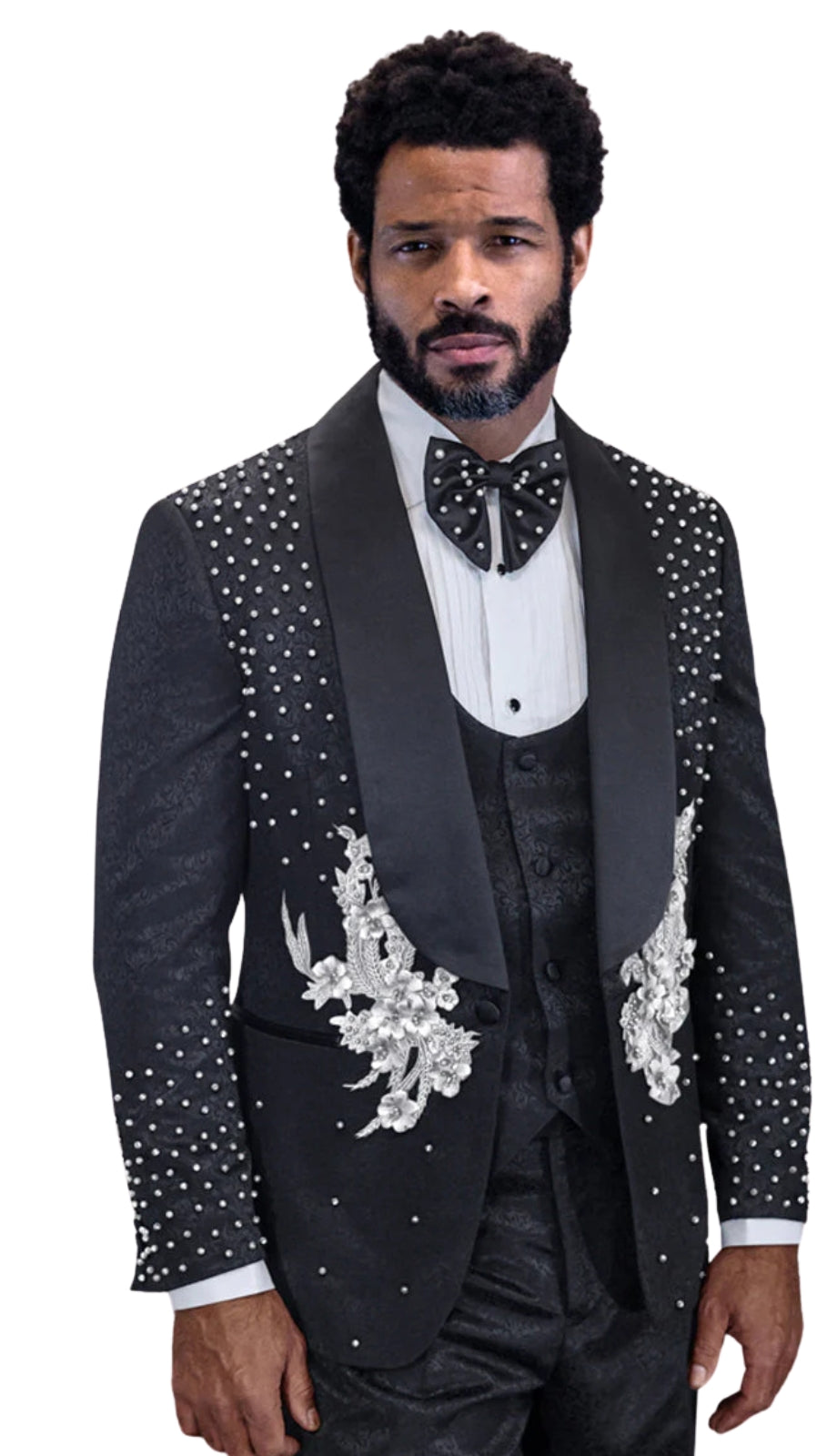 Statement ELIO-BLK-WHT Mens Suit