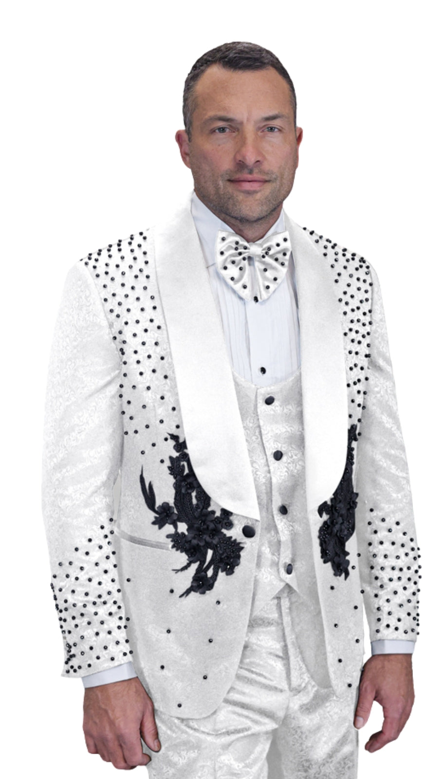 Statement ELIO-WHT-BLK Mens Suit