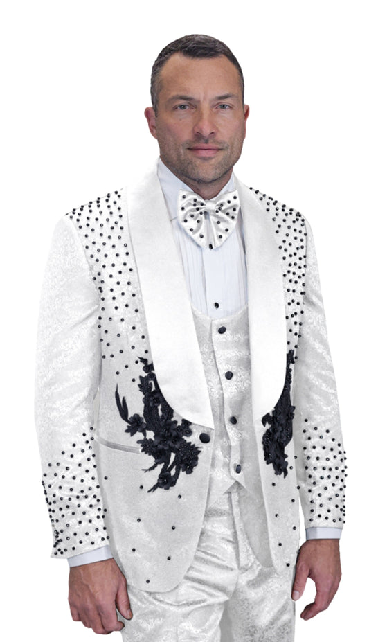 Statement ELIO-WHT-BLK Mens Suit