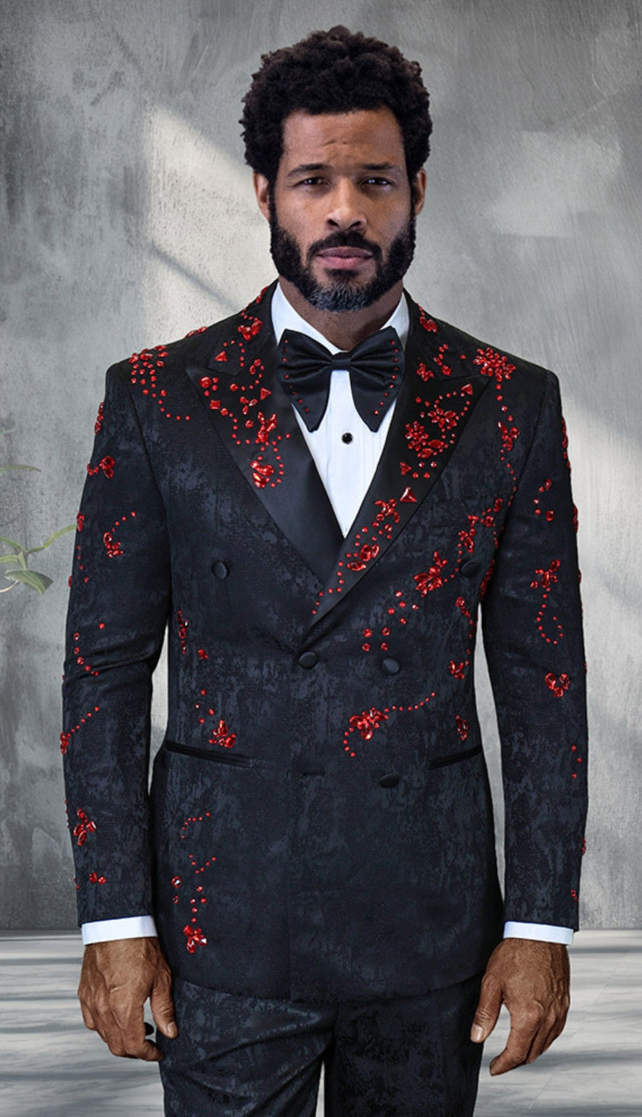 Statement ENZO-BLACK-RED Mens Suit