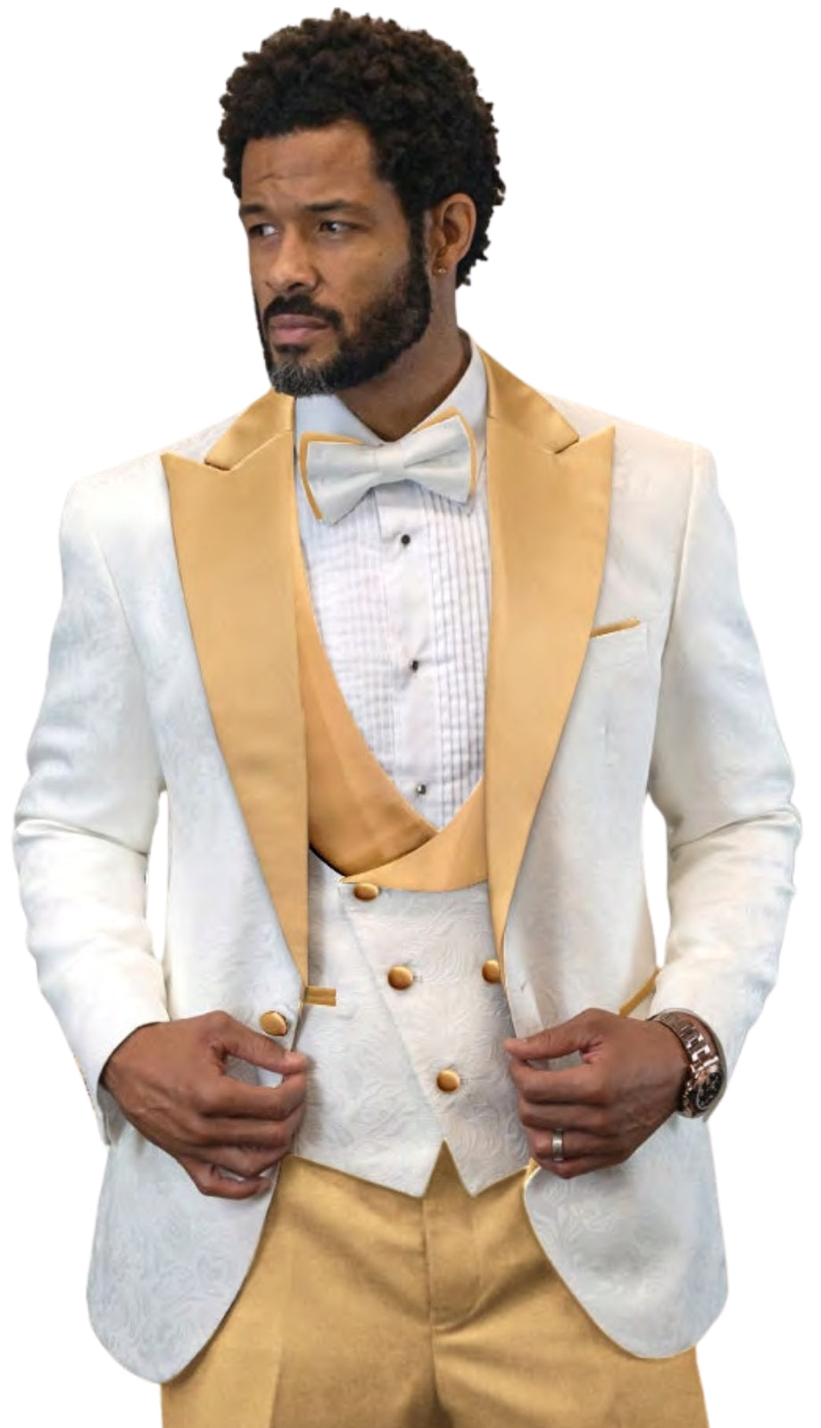 Statement HILTON-GOLD-3PC Mens Tuxedo