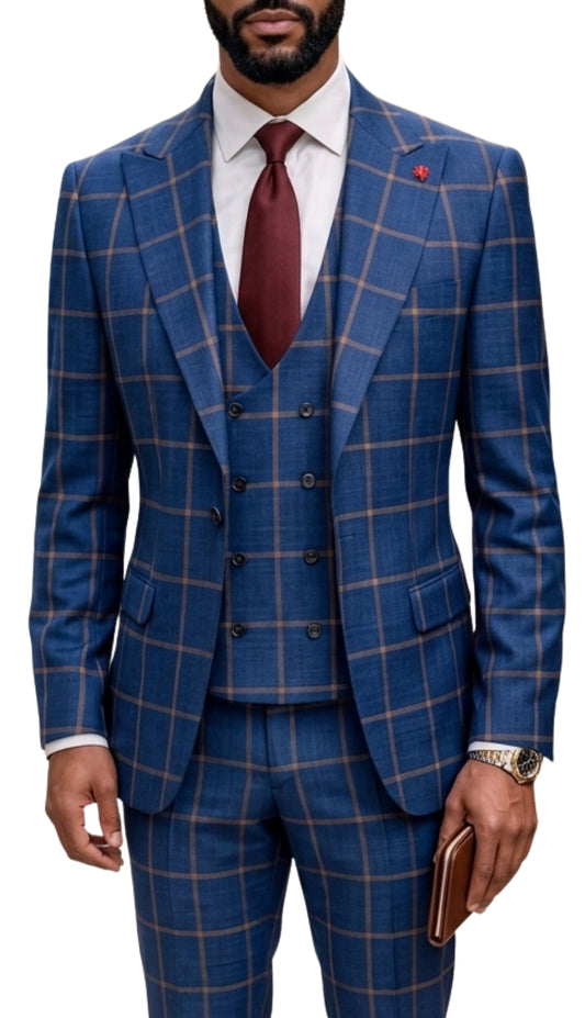 Statement LAMBA-SAPPHIRE-3PC Mens Suit
