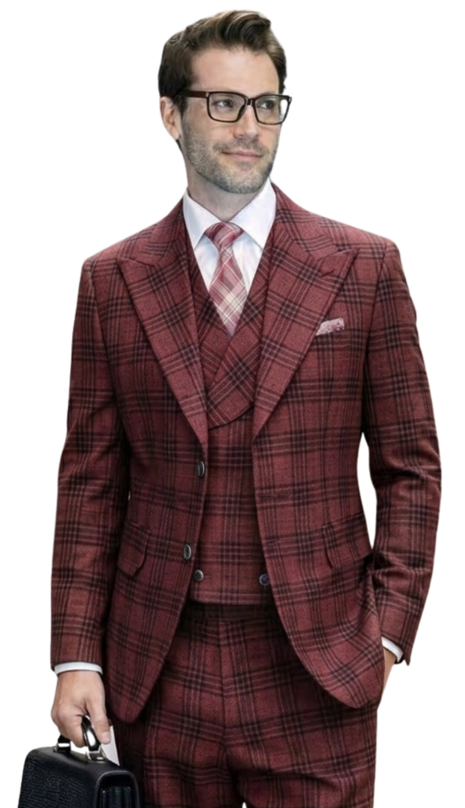 Statement LARGO-BURGUNDY-3PC Mens Suit