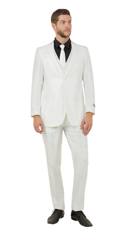 TAZZIO M163S-04-IVORY Mens Suit
