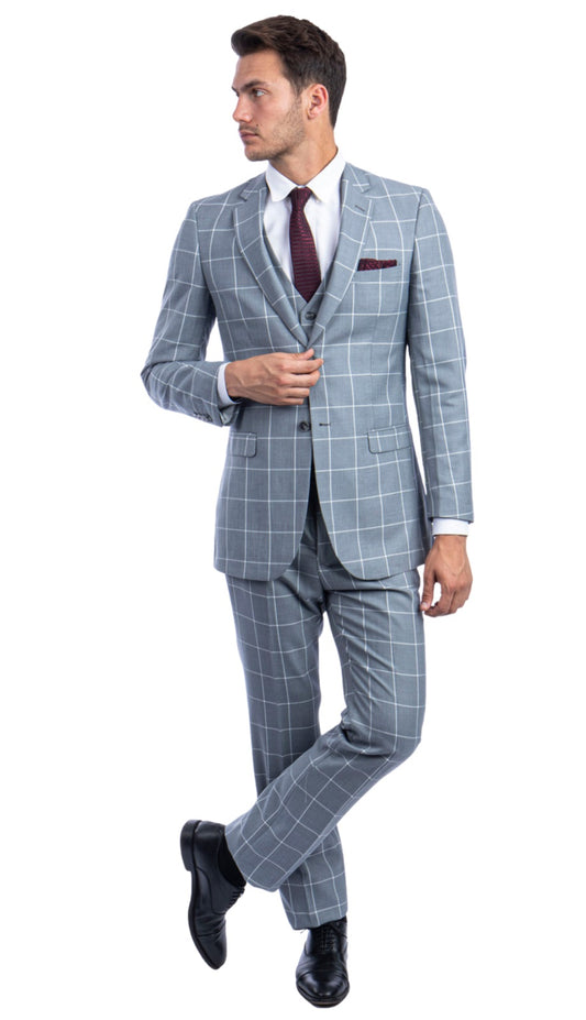 Tazzio M261S-02-LT-GRY Mens Suit