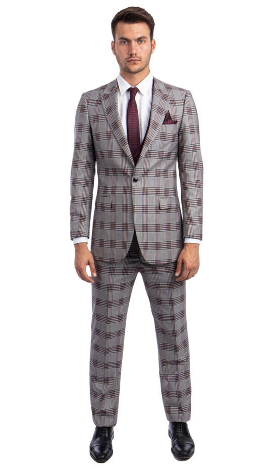 Tazzio M278S-02-GRY-BURG Mens Suit