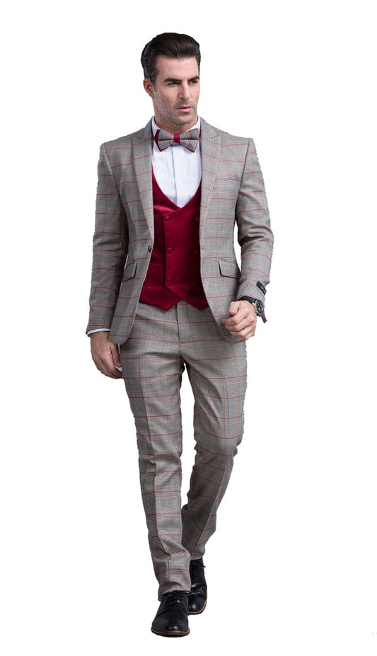 Tazzio Mens Suit M296SK-01-BURGANDY