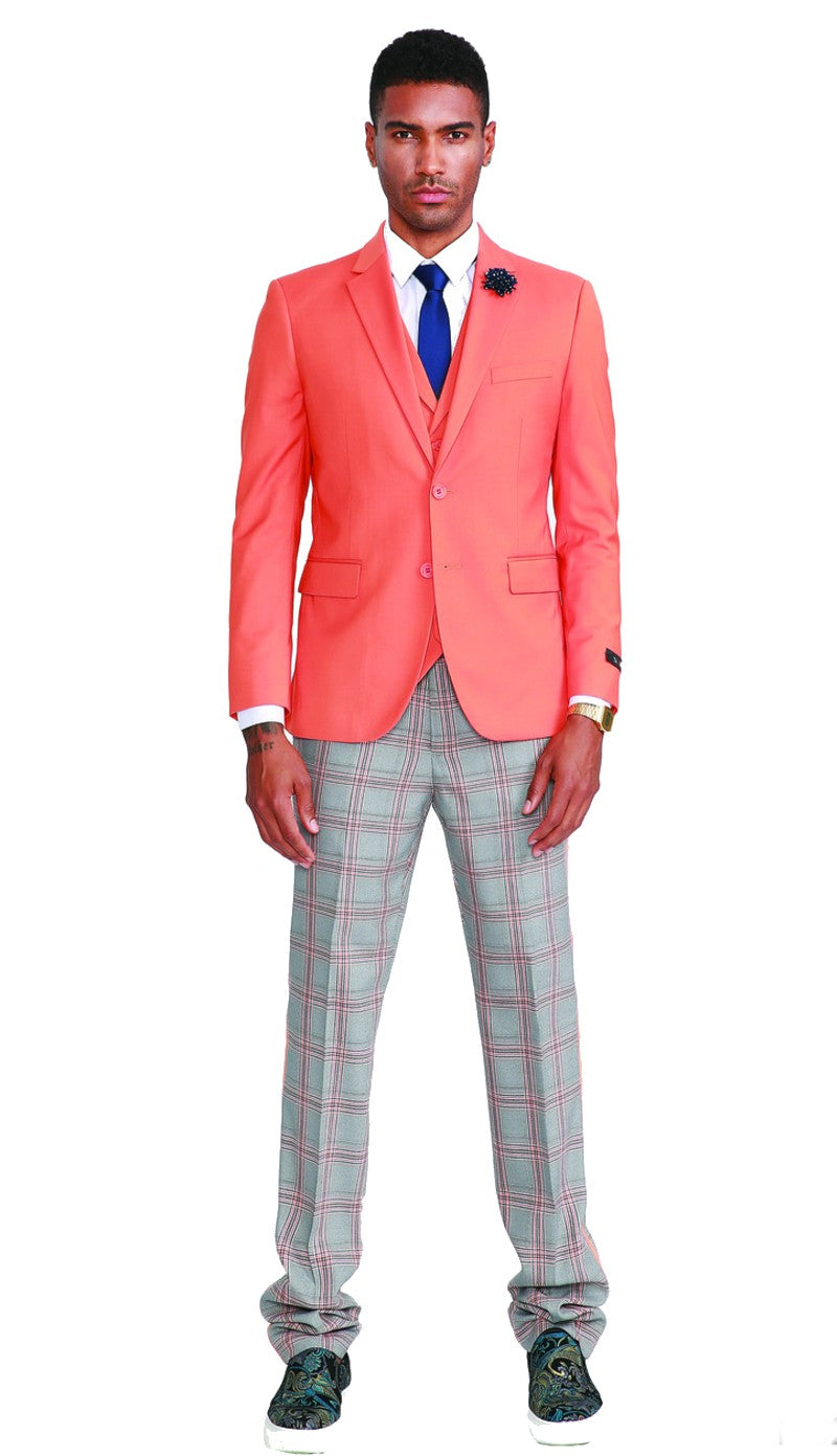 Tazzio M320SK-01-ORANGE Mens Suit