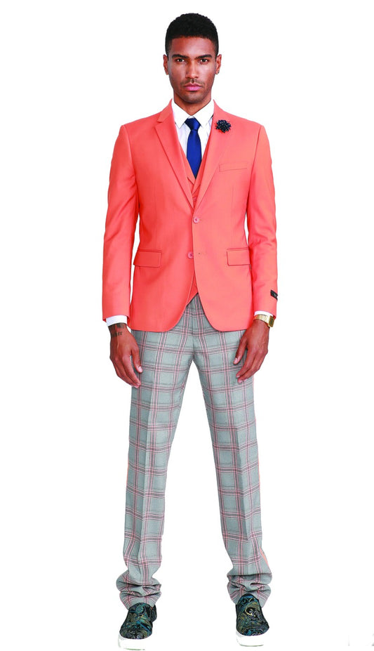 Tazzio M320SK-01-ORANGE Mens Suit