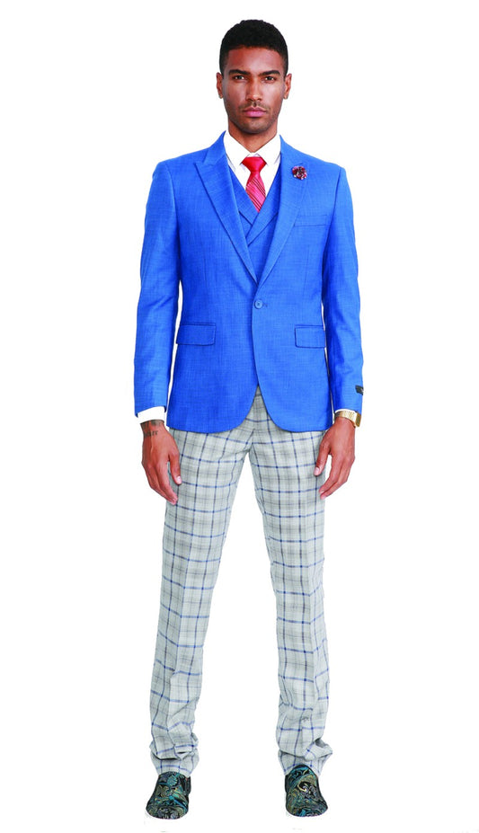 Tazzio M322SK-01-BLUE Mens Suit