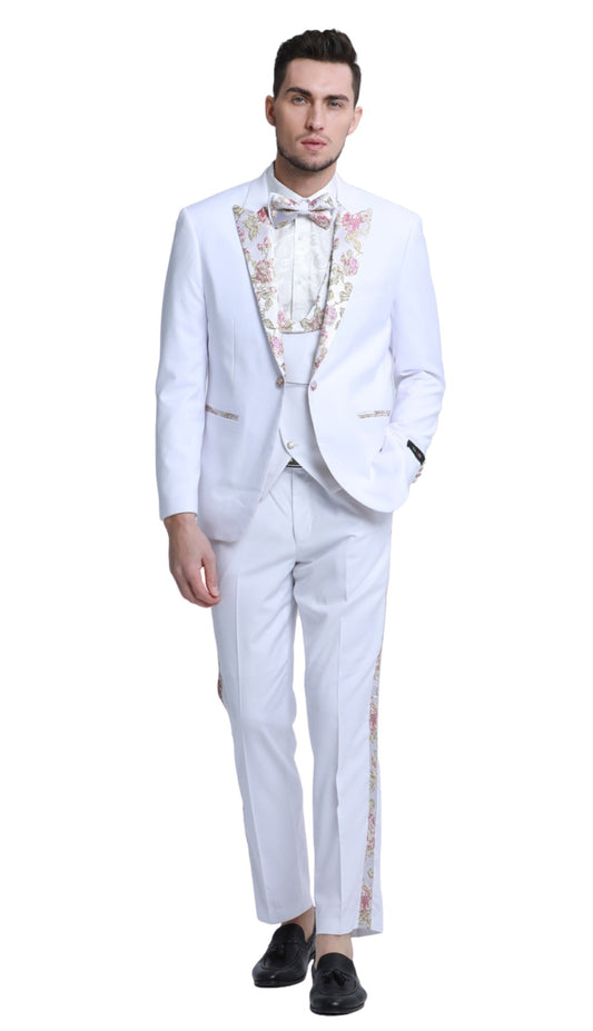 Tazzio M331SK-02-WHITE Mens Suit
