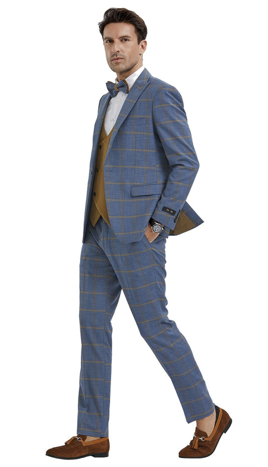 Tazzio Mens Suit M351SK-02-BLUE-GOLD
