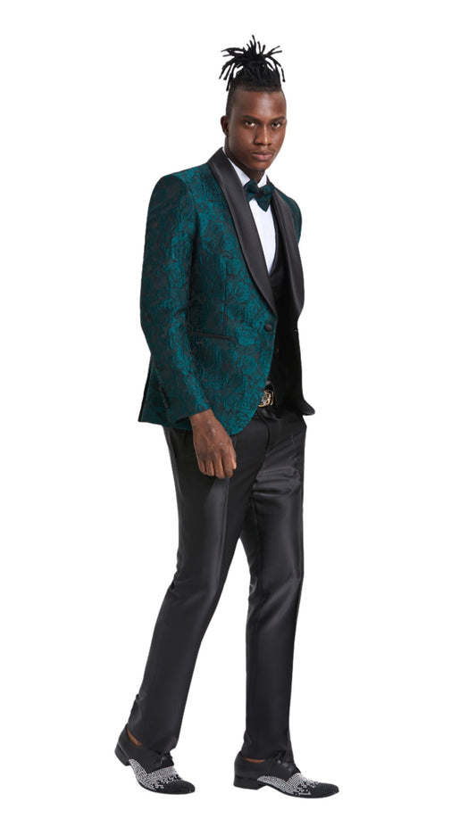 Tazzio M363SK-HUNTER-BLACK Mens Suit
