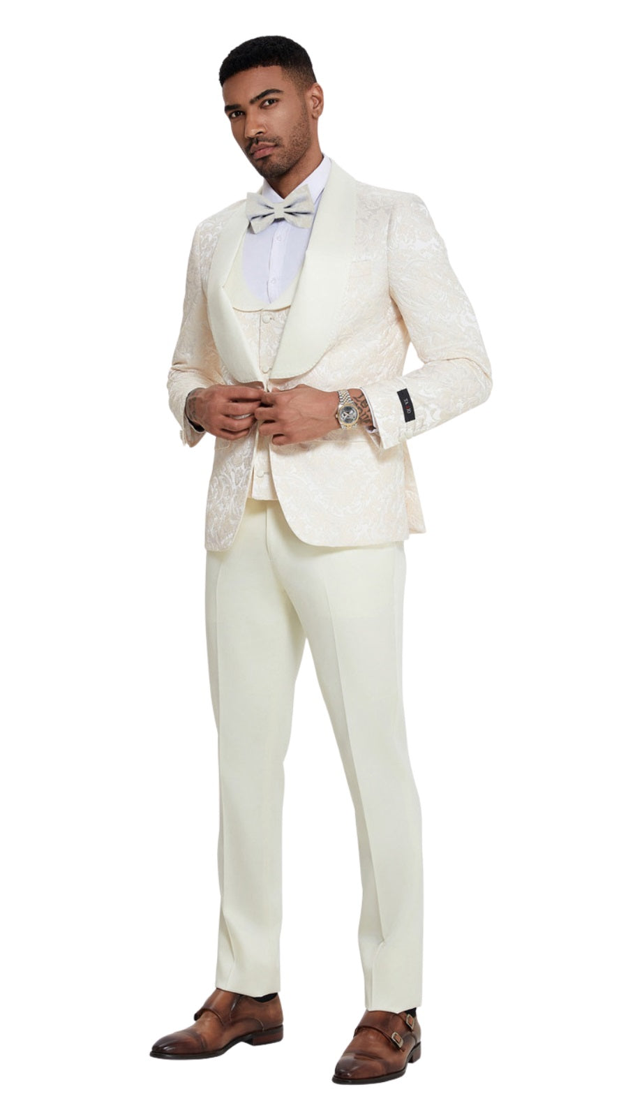 Tazzio Suit-M408SK-01-Ivory Mens