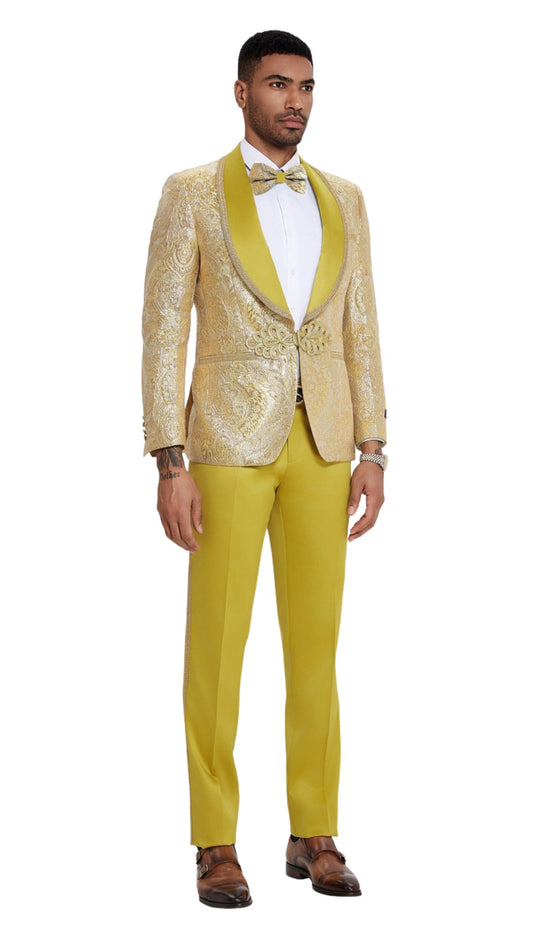 Tazzio M413SK-01-YELLOW Mens Suit