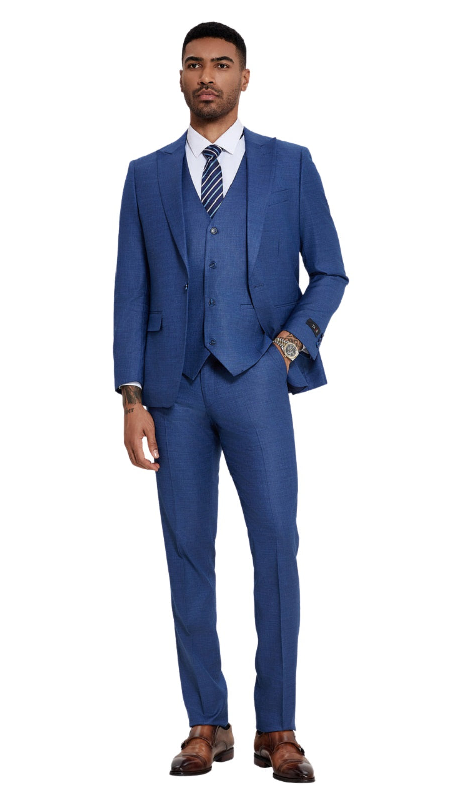 Tazzio Mens Suit M420SK-02-BLUE