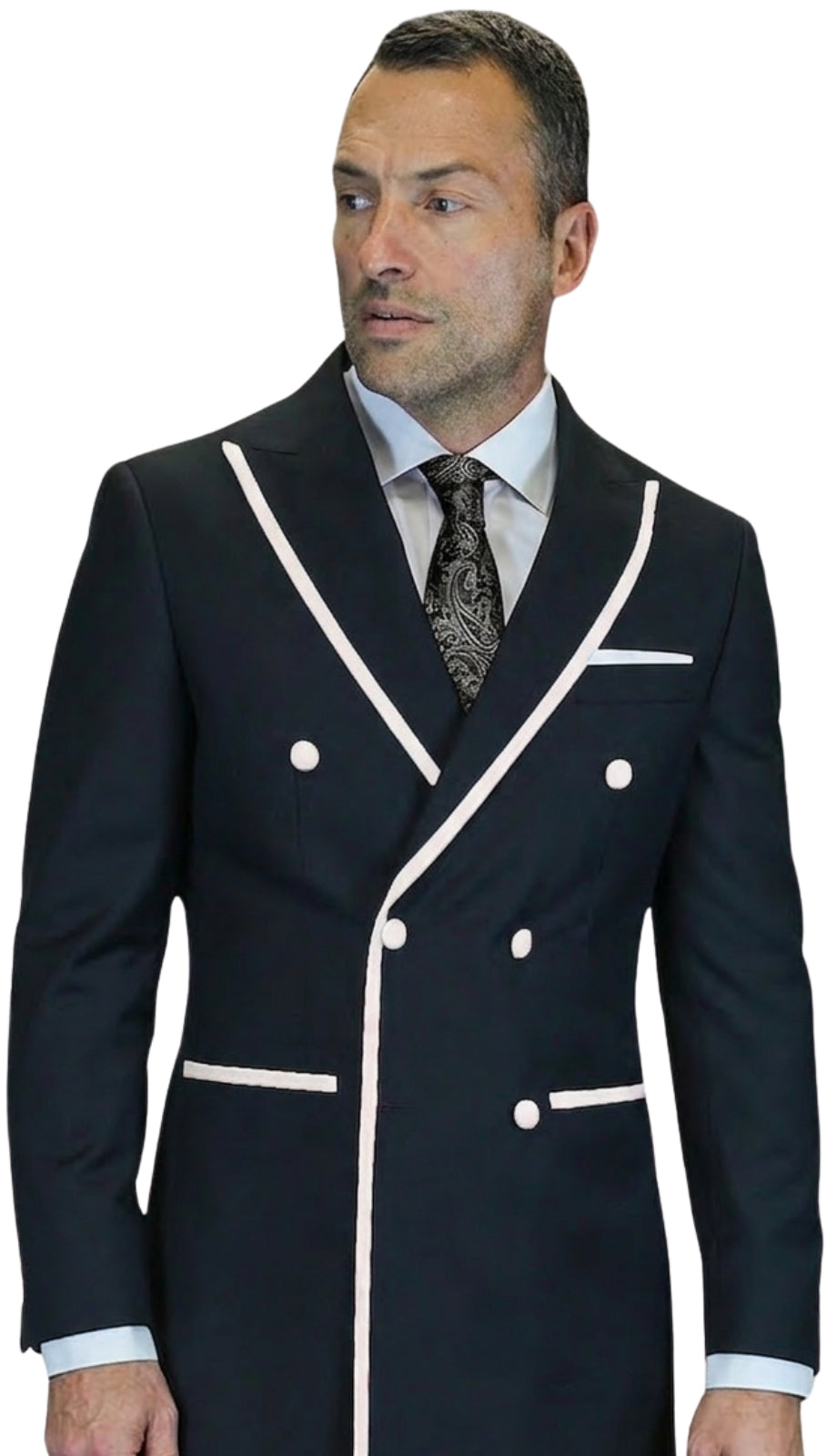 Statement MARINO-BLACK-WHITE Mens Suit