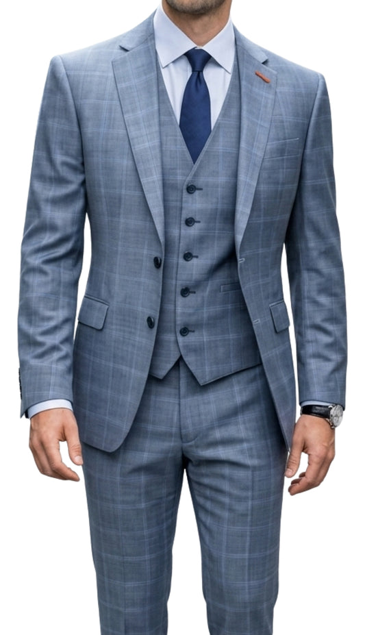 Statement MATEO-STEEL-BLUE-3PC Mens Suit