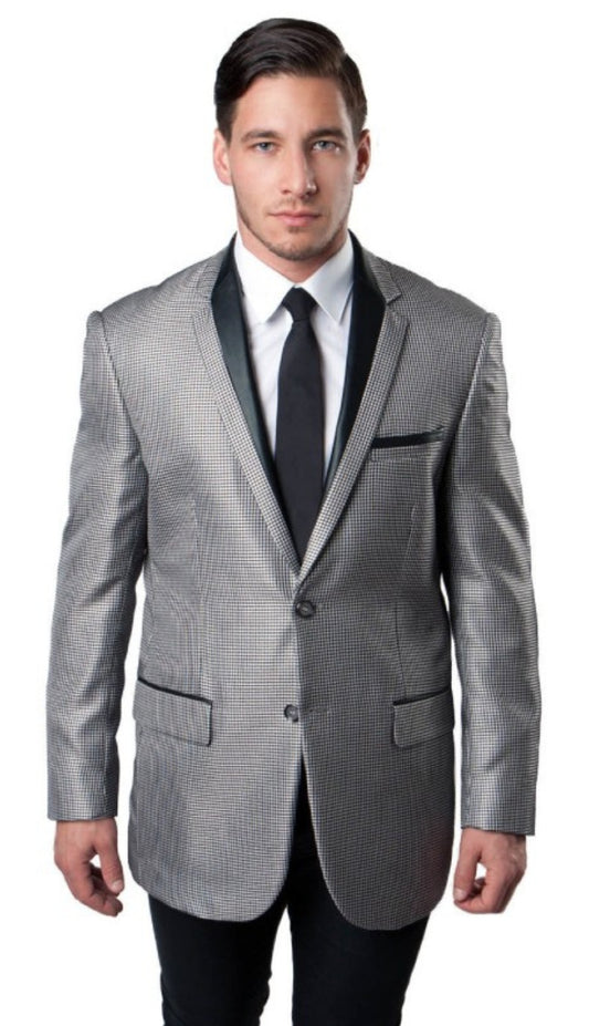 Tazzio MJ139-01-BLK-WHT Mens Sports Coat