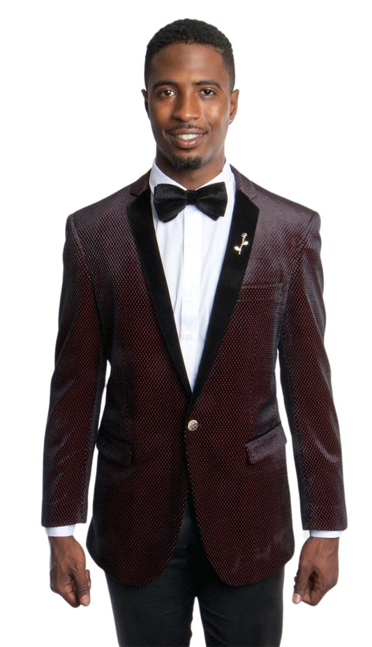 Tazzio MJ161S-BURG-BLK Mens Sports Coat