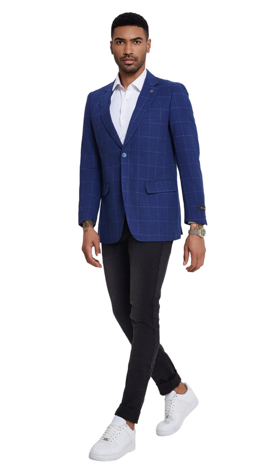 Tazzio MJ380S-03-BLUE Mens Sports Coat