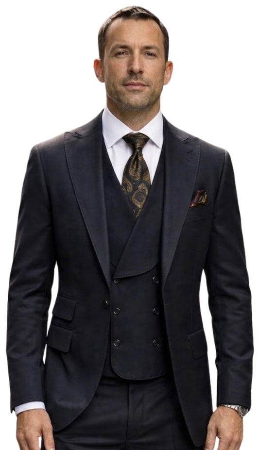 Statement PALAZIO-BLACK-3PC Mens Suit