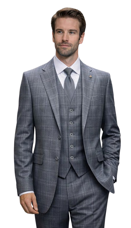 Statement PUGLIA-CHARCOAL-3PC Mens Suit