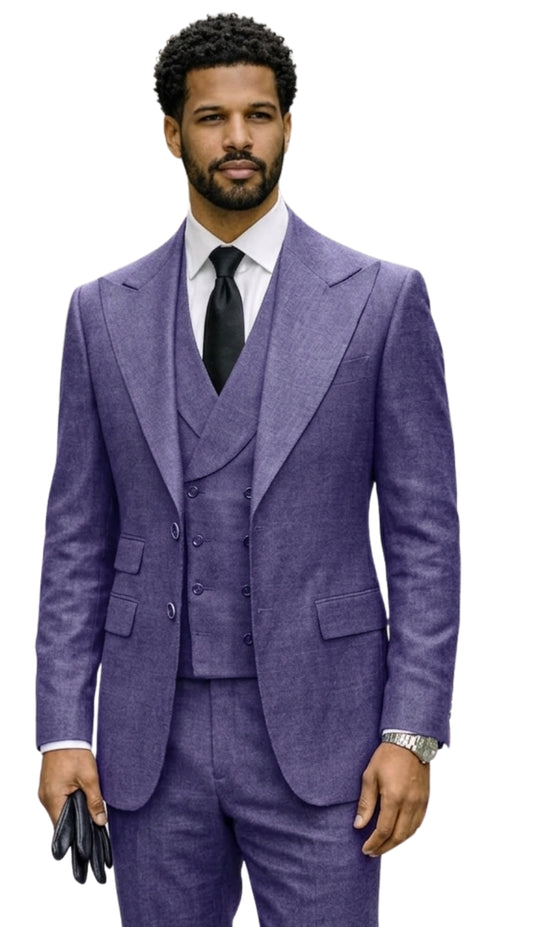 Statement RIVERA-EGGPLANT-3PC Mens Church Suit